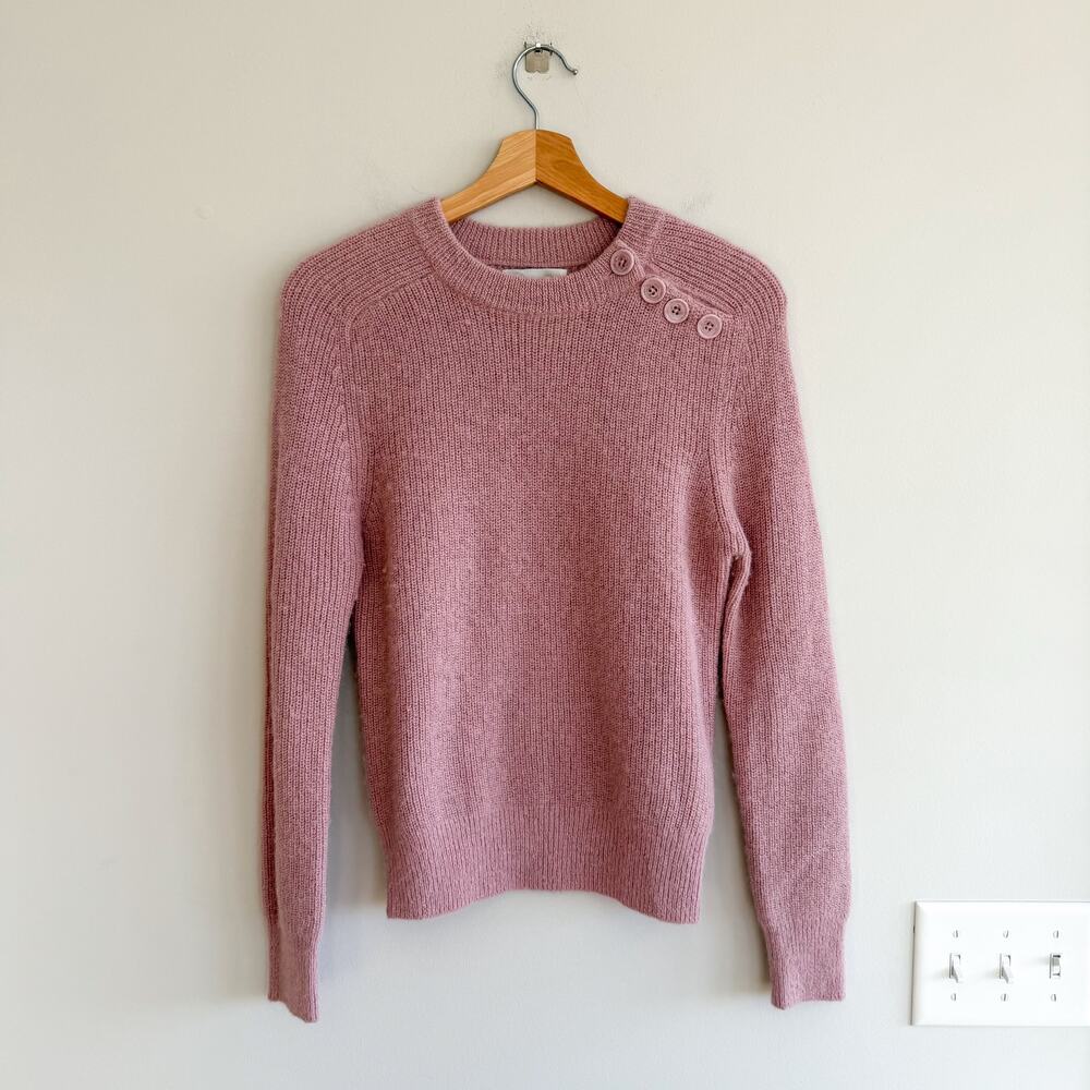 Antik Batik Alpaca Blend Crew Knit Long Sleeve Button Shoulder Sweater Pink S - Picture 2 of 8